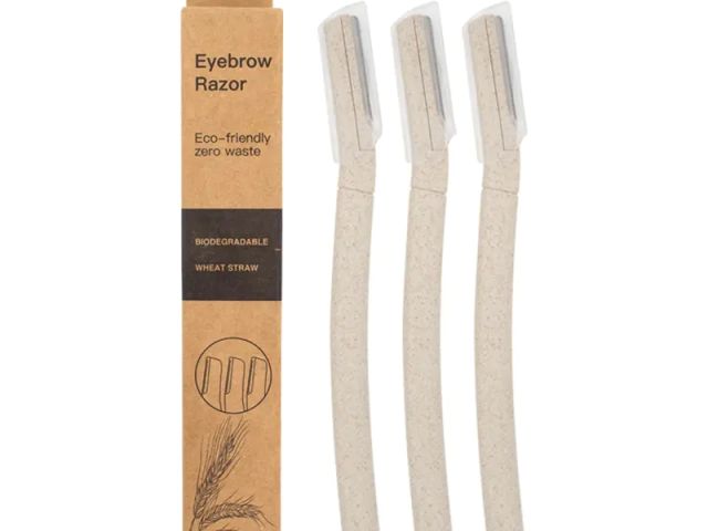 3Pcs wheat straw stainless steel blade eco-friendly biodegradable eyebrow trimmer.webp