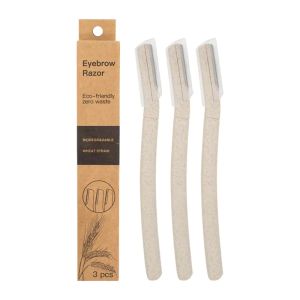 3Pcs wheat straw stainless steel blade eco-friendly biodegradable eyebrow trimmer.webp