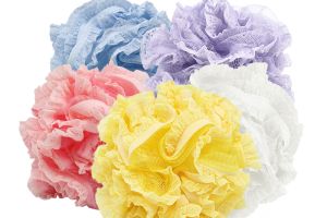 Lace 40g body exfoliating pe shower loofah pouf bath sponge