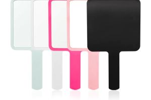 Black Small Square ABS Plastic Single Hand Makeup Mirror