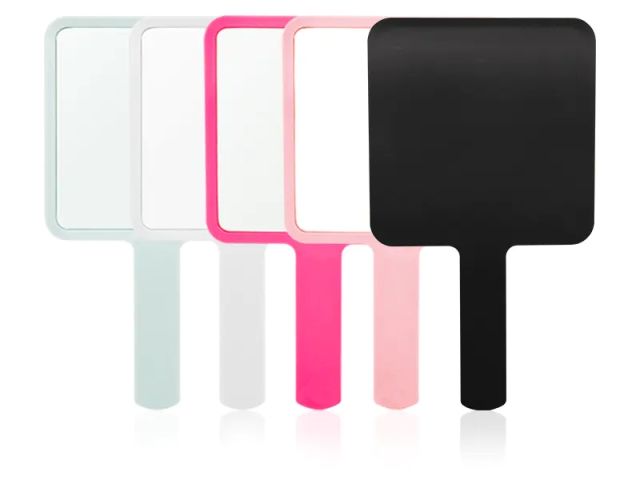 Black Small Square ABS Plastic Single Hand Makeup Mirror