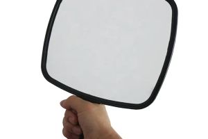 Black large suspension handheld makeup mirror