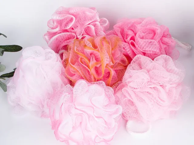 6-Pack Pink PE Loofah Sponges (40g) – Soft & Exfoliating for Women & Girls