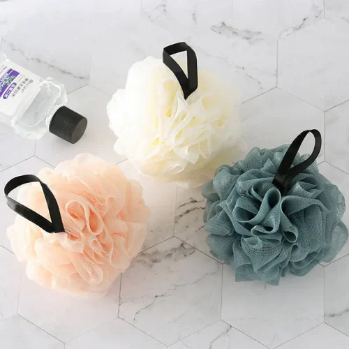 Single-Color Bath Pouf - Soft Exfoliating Shower Sponge