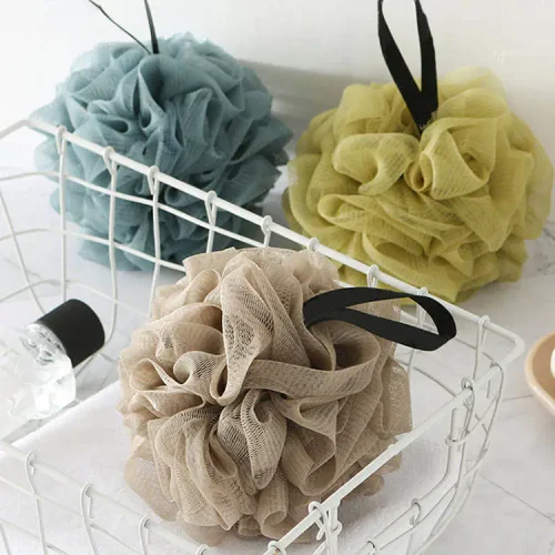 Single-Color Bath Pouf - Soft Exfoliating Shower Sponge