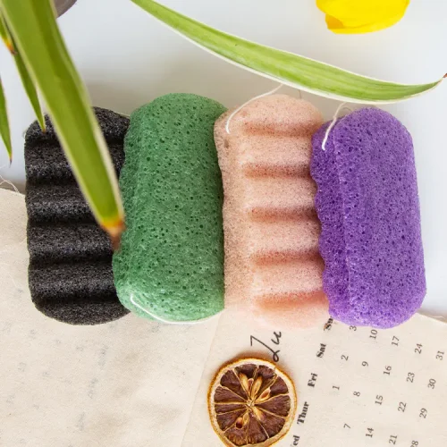 Organic Konjac Bath Sponge - Large Rectangle, 100% Plant-Based, Exfoliating & Cleansing