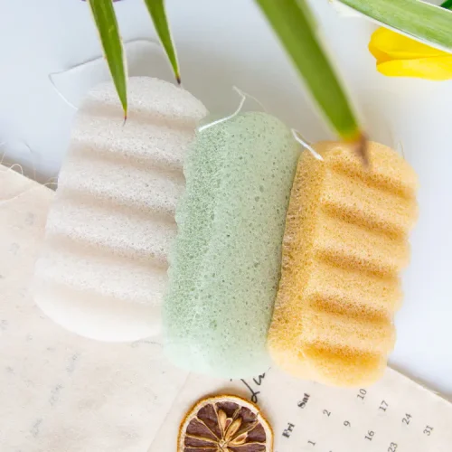 Organic Konjac Bath Sponge - Large Rectangle, 100% Plant-Based, Exfoliating & Cleansing